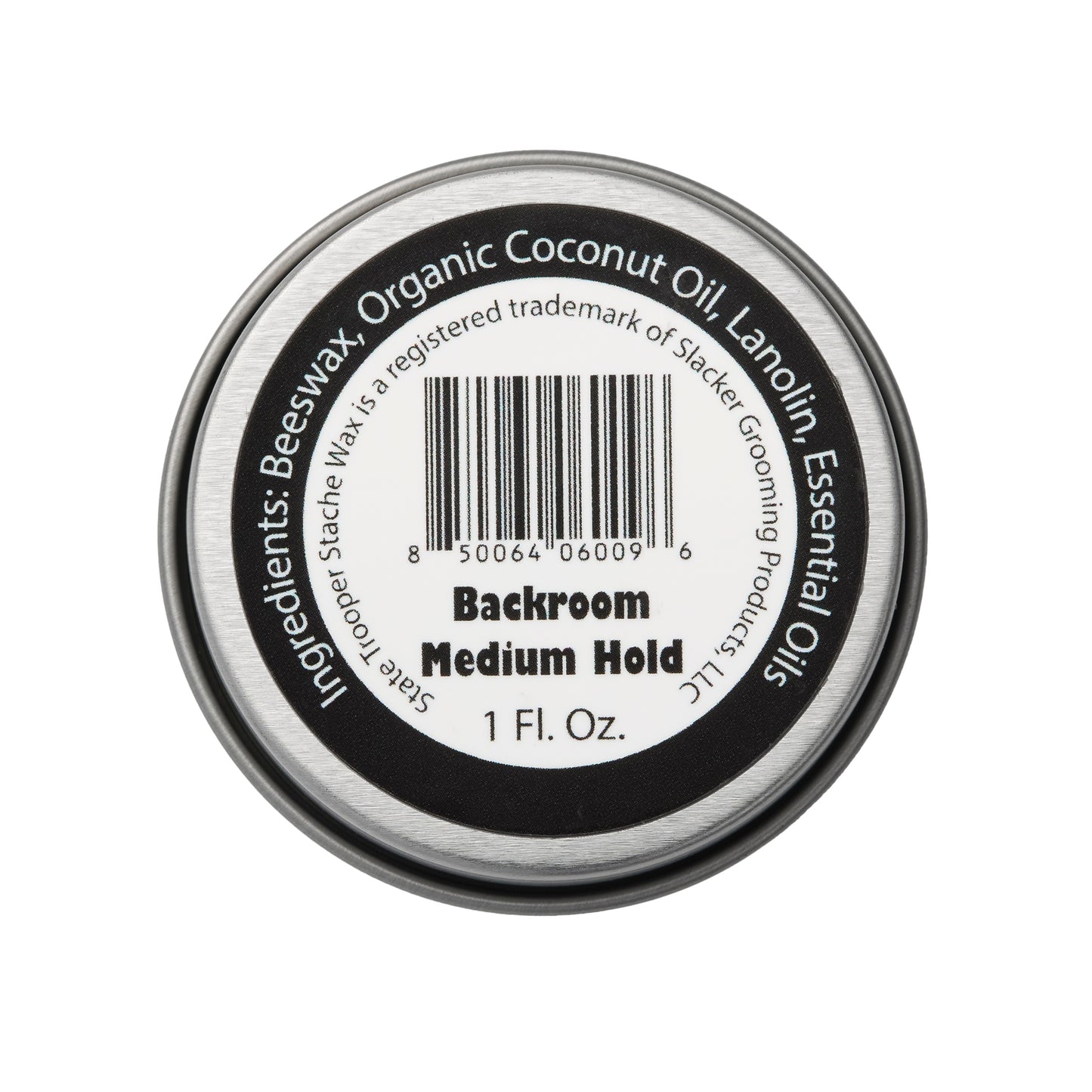 State Trooper Stache Wax - Mustache Wax (Medium Hold) - Backroom (Sweet Tobacco Scent) with Natural Beeswax, Coconut Oil & Lanolin, Nourishes & Styles - Easy Application - 1 oz Tin for Daily Use & Travel