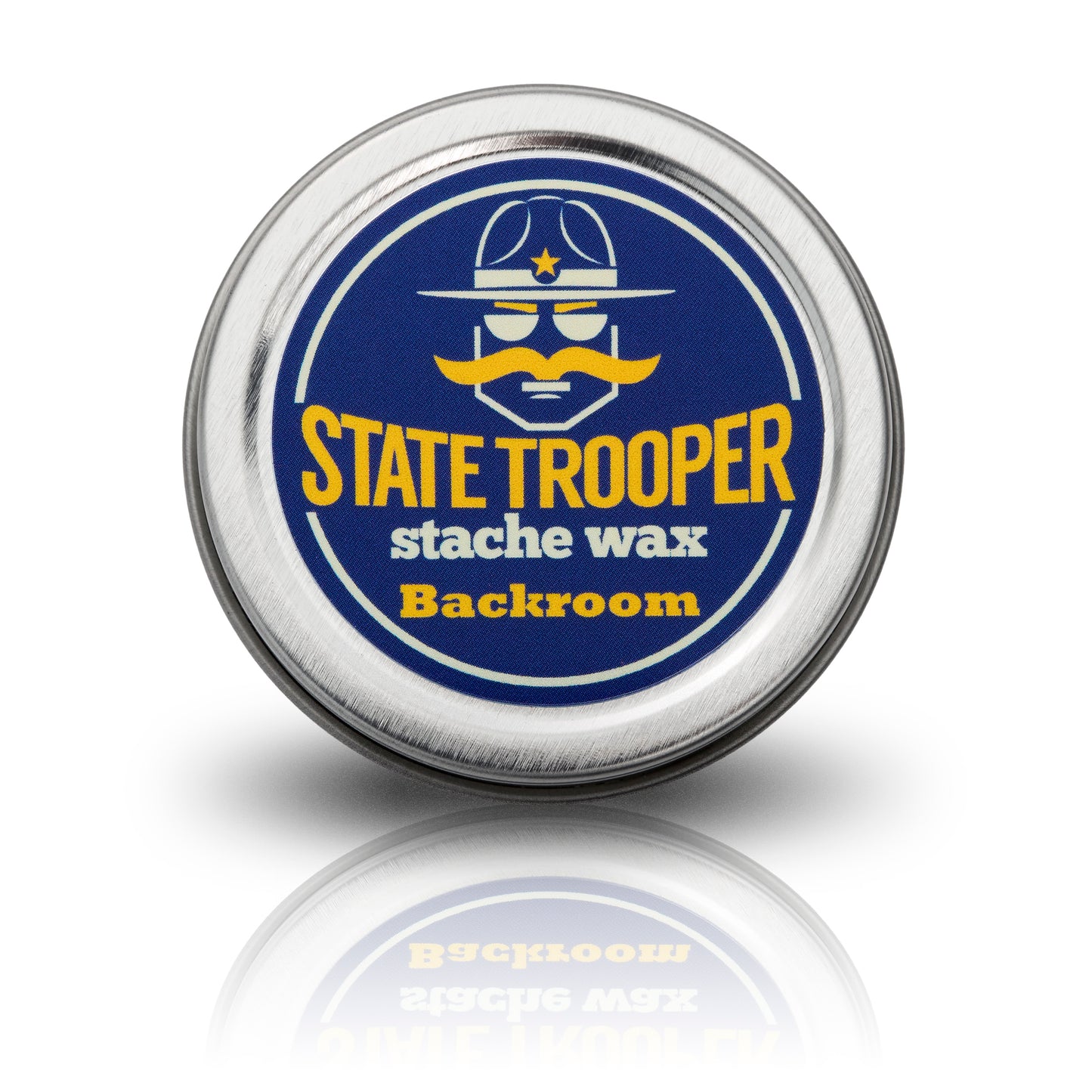 State Trooper Stache Wax - Mustache Wax (Medium Hold) - Backroom (Sweet Tobacco Scent) with Natural Beeswax, Coconut Oil & Lanolin, Nourishes & Styles - Easy Application - 1 oz Tin for Daily Use & Travel