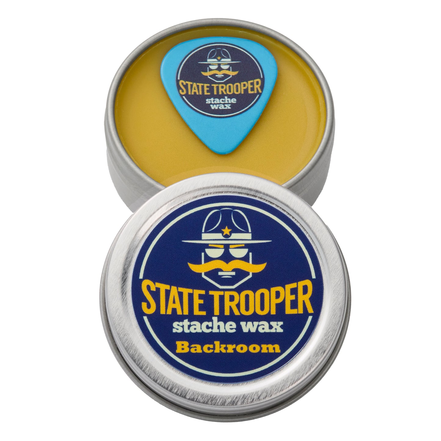 State Trooper Stache Wax - Mustache Wax (Medium Hold) - Backroom (Sweet Tobacco Scent) with Natural Beeswax, Coconut Oil & Lanolin, Nourishes & Styles - Easy Application - 1 oz Tin for Daily Use & Travel